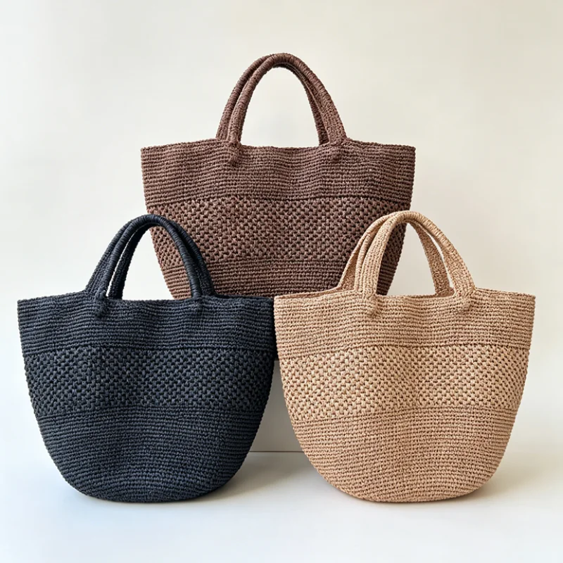 

Russia Hot Selling Straw Tote Bag New Summer Solid Color Woven Shoulder Bag Large Capacity Beach Tote Bag Women's Basket Bag