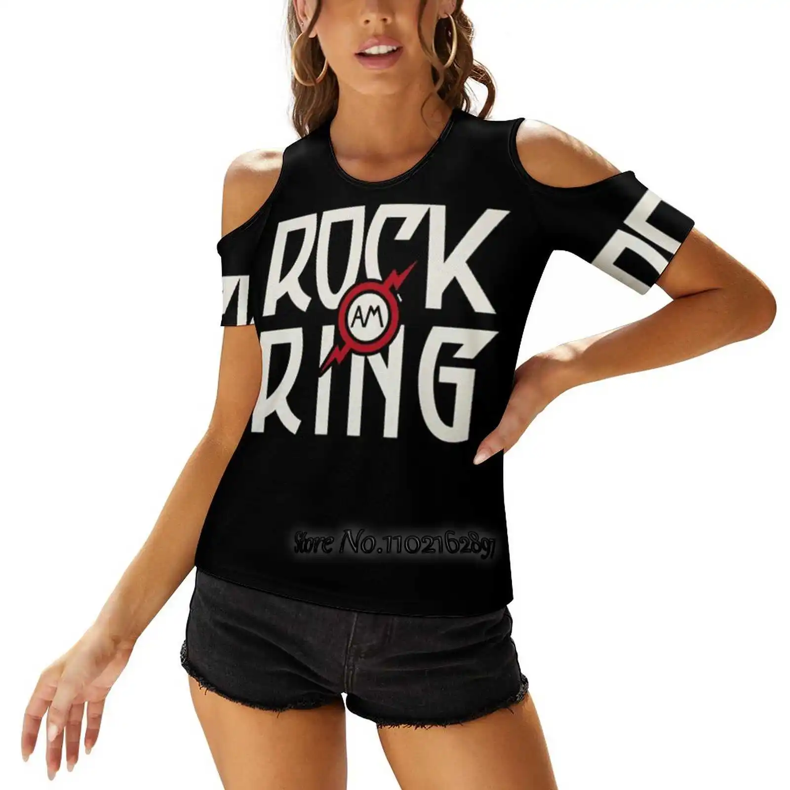 

Rock Am Ring Women T-Shirt Back Lacing Casual Short Sleeve Tops Summer Tees Music Festival Pop Ring Ring Germany Y2K Clothes