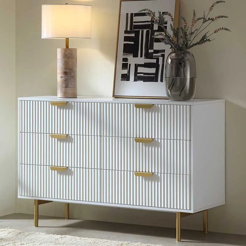 xx-Modern 6 Drawer Bedroom Dresser Oak Wood Living Room Cabinets*