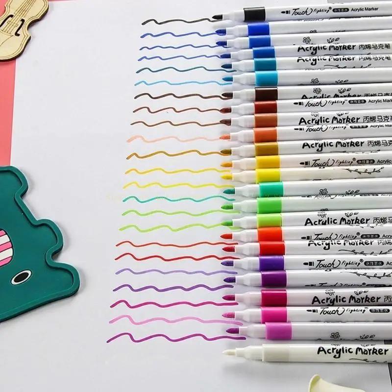 

Acrylic Paint Pens 12/24 Colors Paint Markers Pens Calligraphy Marker Journal Pens for DIY Rock Painting Ceramic Glass