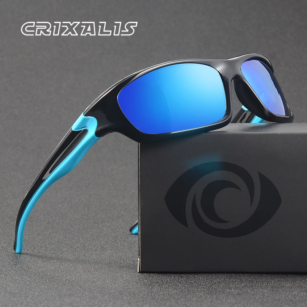 CRIXALIS Rechteckige Vollrahmen-Radsport-Sonnenbrille für Herren, Radfahren, Sport, Fahren, Outdoor-Brille, Spiegel, entspiegelt, UV400