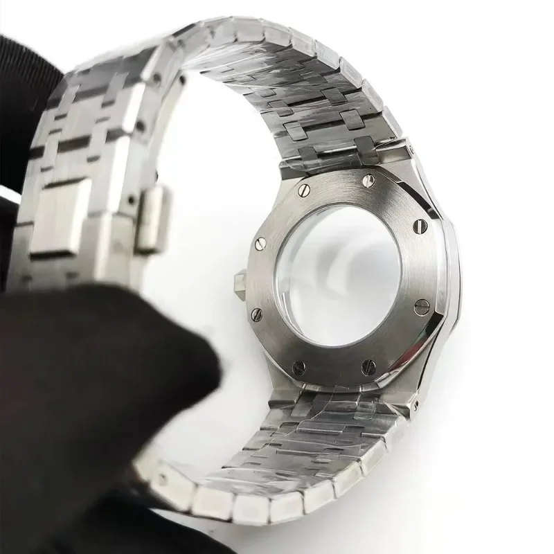 حافظة 41 ملم + مجموعة حزام، ملحقات أجزاء ساعة رجالية، سطح مرآة الياقوت مناسب لحركة NH35/NH36 قرص 31.8 ملم