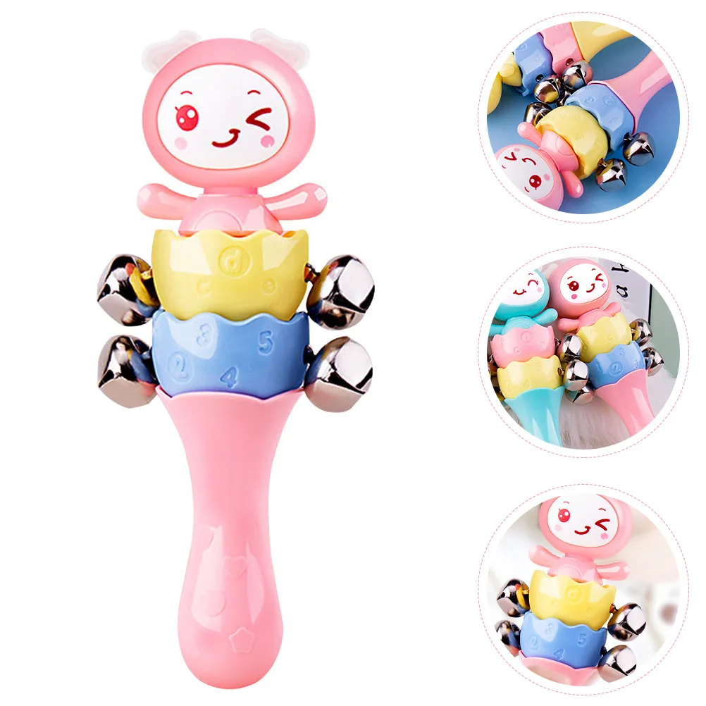 Chocalho de mão dos desenhos animados sino de música portátil educacional bebê handbell estimular coordenação para crianças chocalho dos desenhos animados