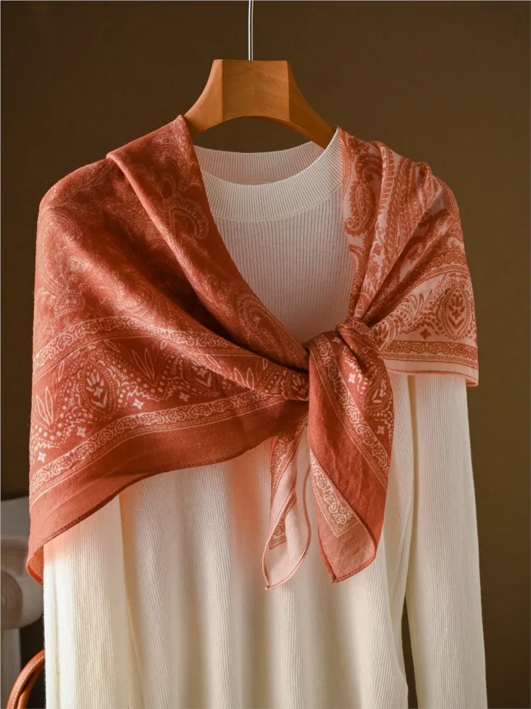 Red thin real fur scarf large square silk for women new air-conditioned room shawl outerwear