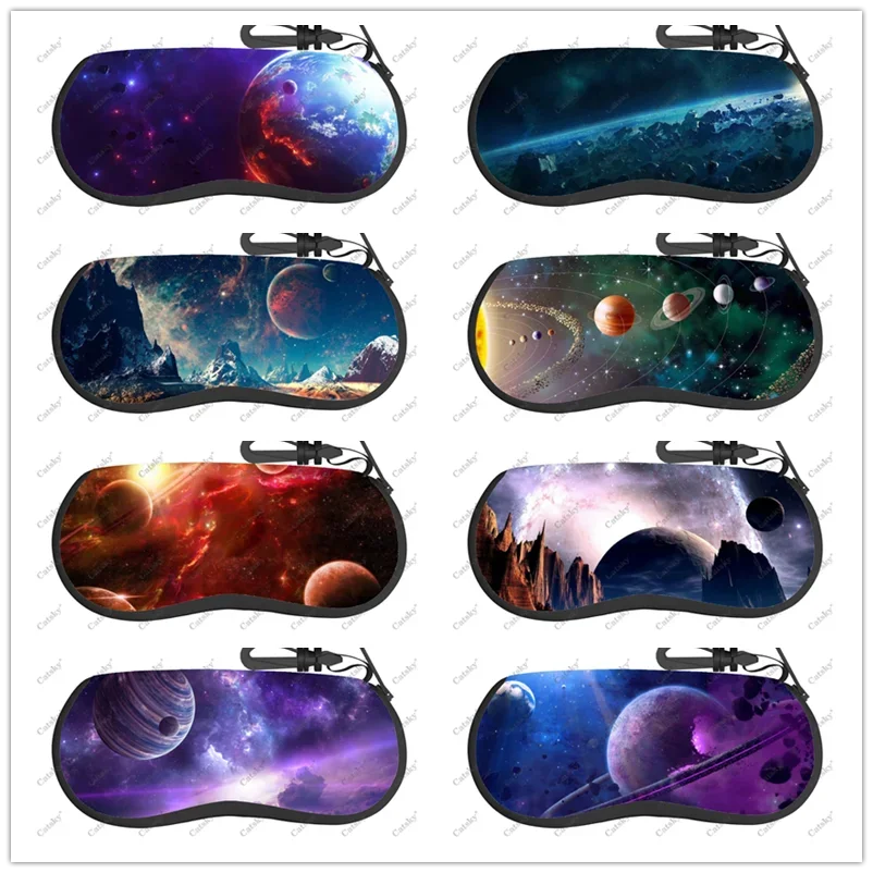 

Planet Space Series Glasses Case Printed Travel Zipper Sunglasses Bag Pattern Classic Men's and Women's Storage Glasses Bag