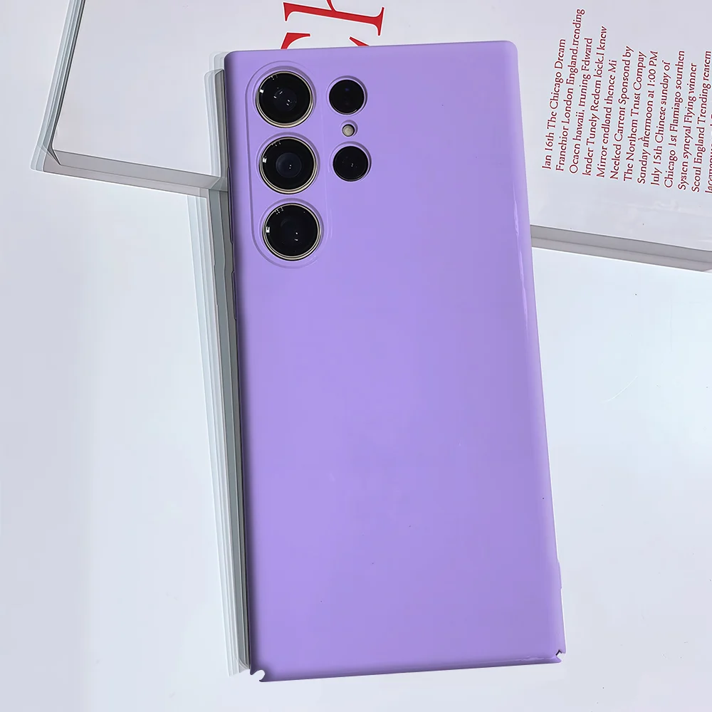 Lilac Solid Phone Case for Samsung Galaxy S26 S25 S24 S23 Ultra Plus Luxury Double-layer anti-fall Back Cover