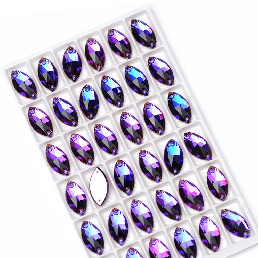 Heliotrop-Flachrücken-Nähsteine, Glaskristall-Aufnähsteine, Glitzerkristallperlen für Kleidung, Schuhe, Taschen – Detail 5