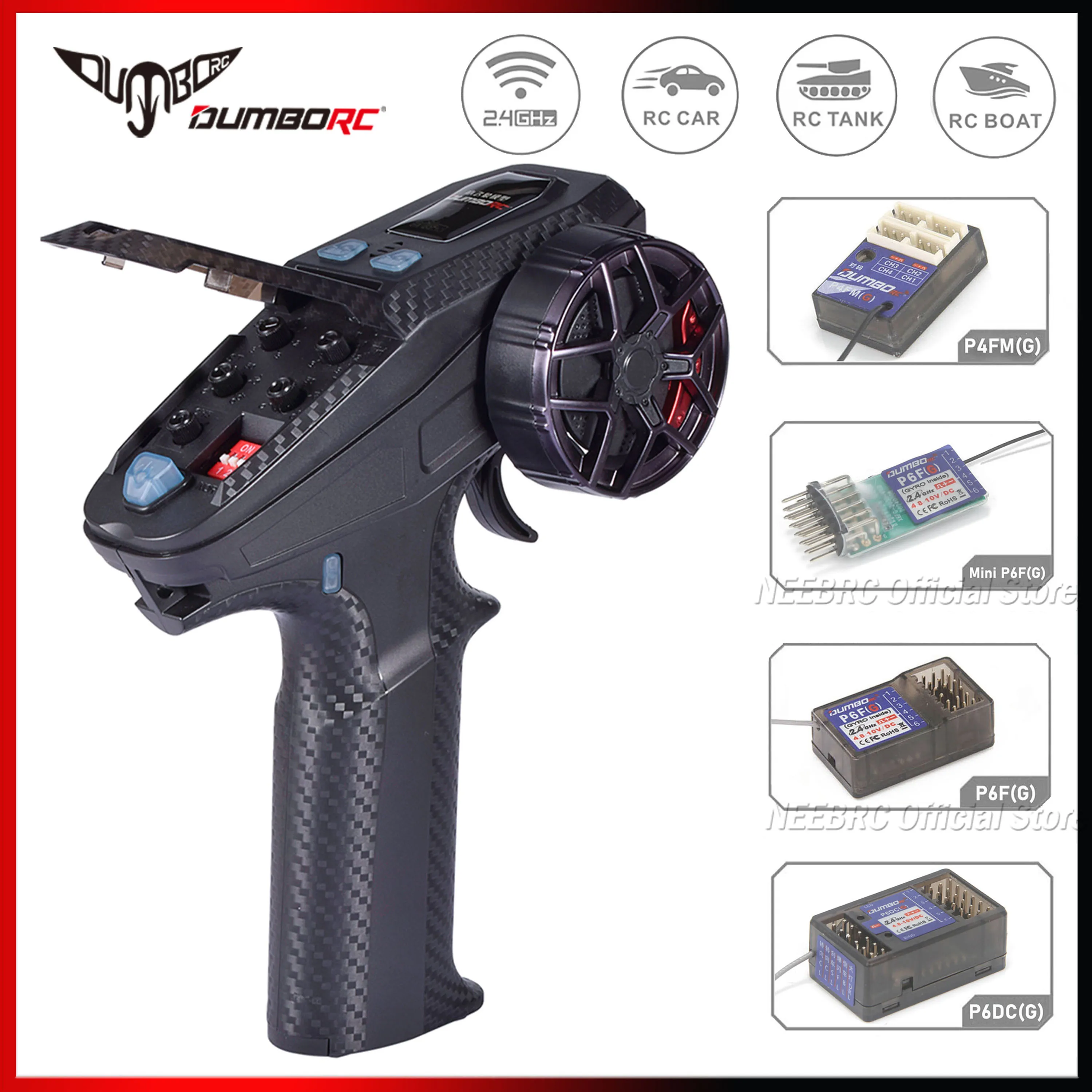 DUMBORC 6CH X6PM-350 2.4G جهاز إرسال صغير 4.8-12 فولت P4FMG/P6FG/P6DCG نظام راديو استقبال الدوران لخزان قارب السيارة RC X4FMG X6FG