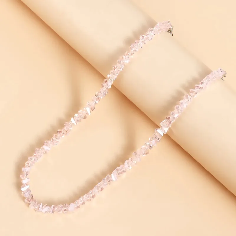 Korean Mulit-cut Glass Crystal Irregular Beaded Choker Necklace for Women Fashion Transparent Vintage Female Collar Neck Jewelry