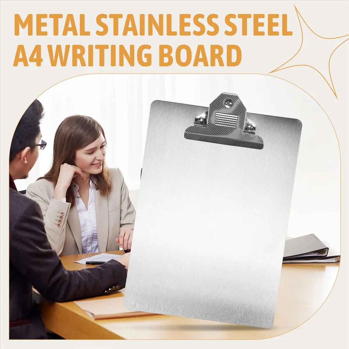 doyou File Folder Metal Clipboard A4 Stainless Steel Clip Board Organizer Binder Board Menu Splint for Office School Teach