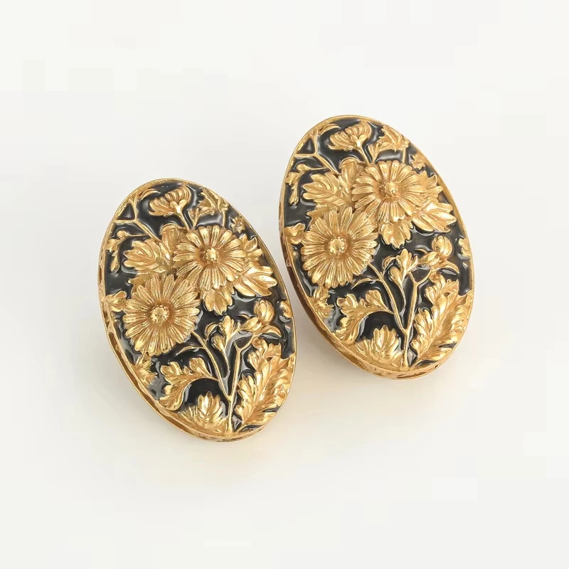Vintage-Ohrringe mit Relief-Sonnenblumen-Motiv, trendiger, luxuriöser goldfarbener Blumenschmuck für Frauen, Markendesign, hochwertiges Geschenk, Hochzeitskleidung, Kleider-Accessoires