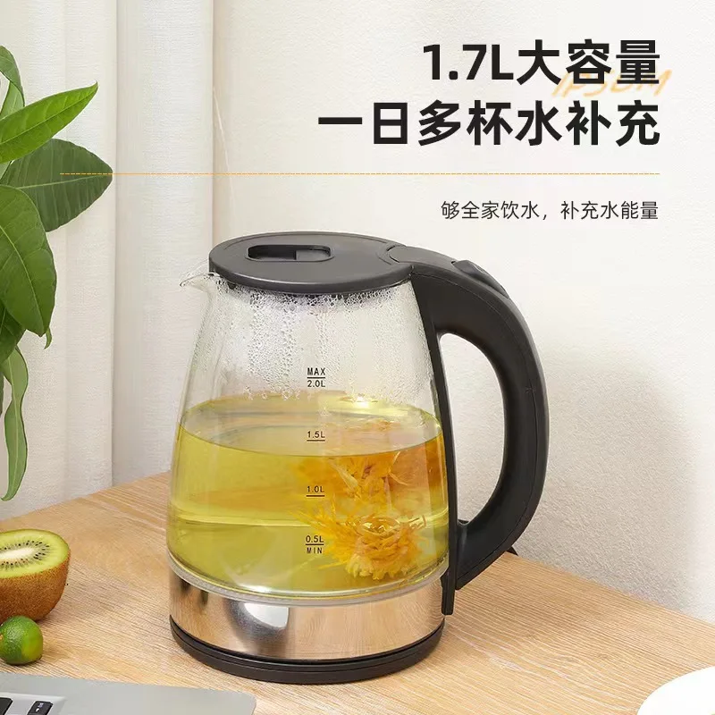 Household Transparent Glass Electric Kettle Large Capacity Water Boiler Auto Shut-off Glass Hot Water Kettle for Home Kitchen