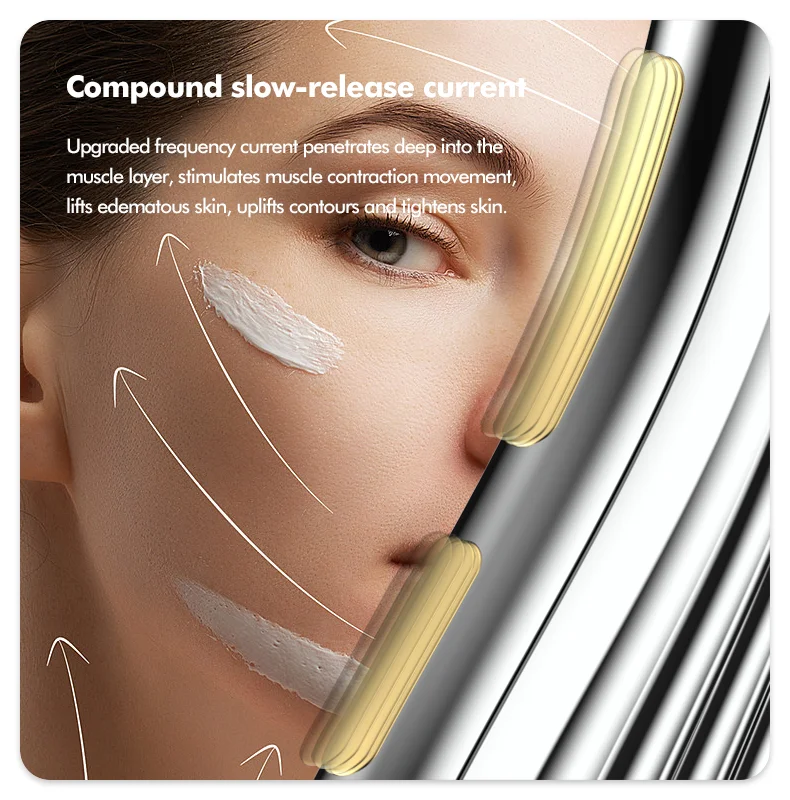 Dispositivo multifunzionale per la bellezza della pelle per il lifting del viso a forma di V del collo RF Massaggiatore antirughe Ems portatile con tecnologia LED con spina USB