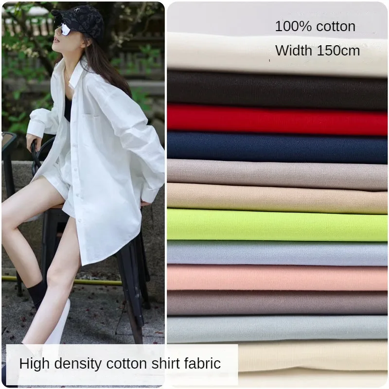 Baby Plain Cotton Fabric Poplin 100% By The Meter for Dress Shirt Pants Suits Sewing Needlework Soft Cloth White Green Summer