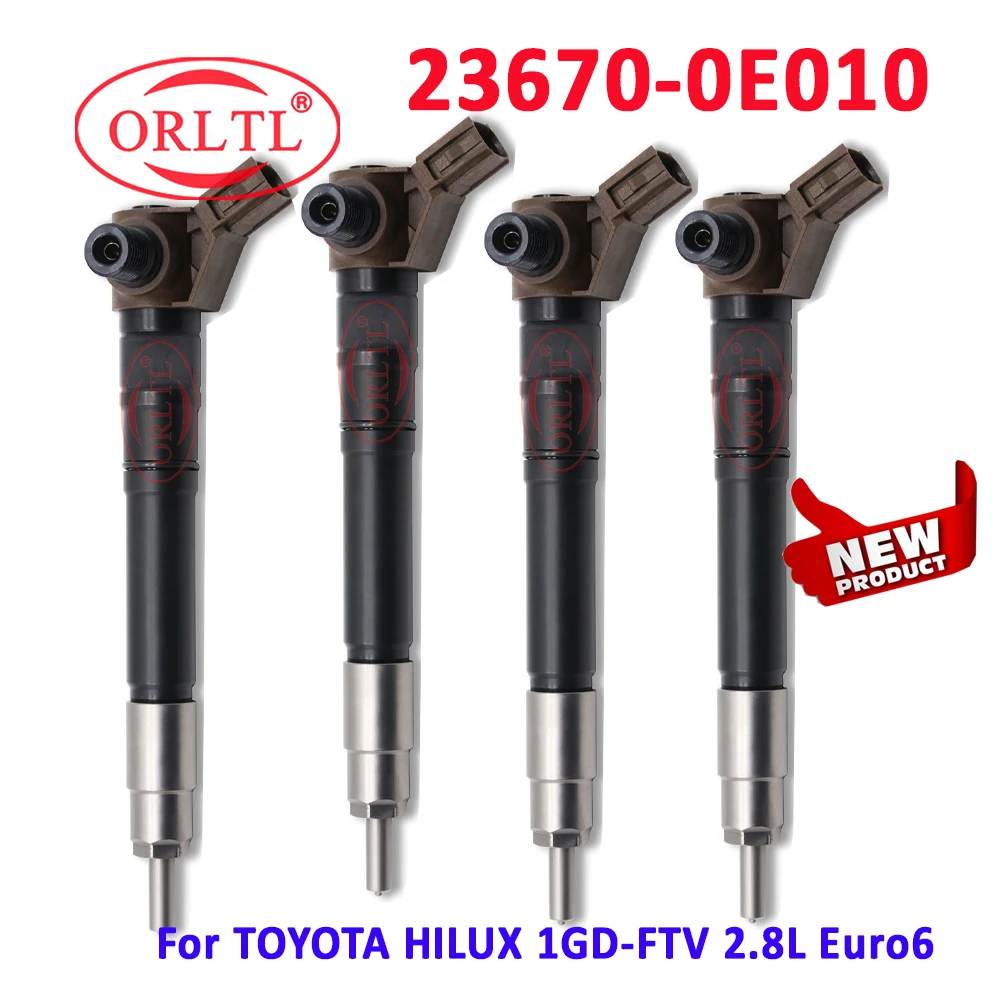 4 PCS 23670-0E010 Piezo Injector 23670 0e010 Diesel Fuel Injection Nozzle 295700-0550 For Toyota Hilux 1GD-FTV 2.8L Euro 6 0E010