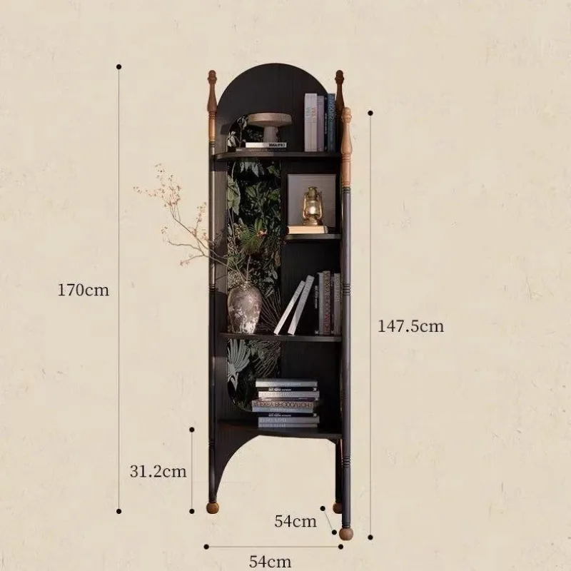 خزانة زاوية من العصور الوسطى، شقة صغيرة لغرفة المعيشة، حامل ثلاثي القوائم من خشب الرماد الفرنسي، رف كتب للدراسة بجوار خزانة عرض الأريكة
