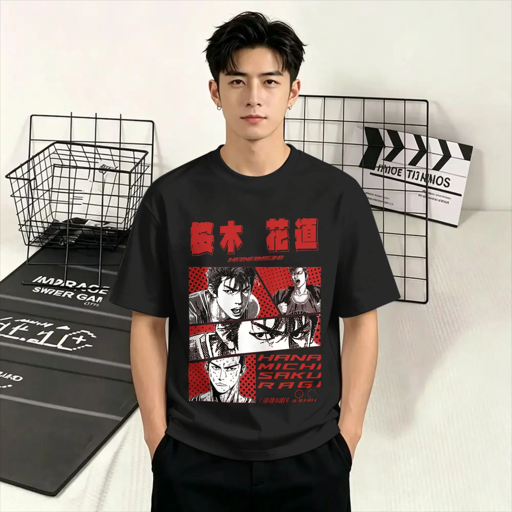 Slam Dunks Cotton T-Shirt For Men Summer  Vintage T Shirts Round Neck Fashion Tees Big Size Custom DIY Clothes
