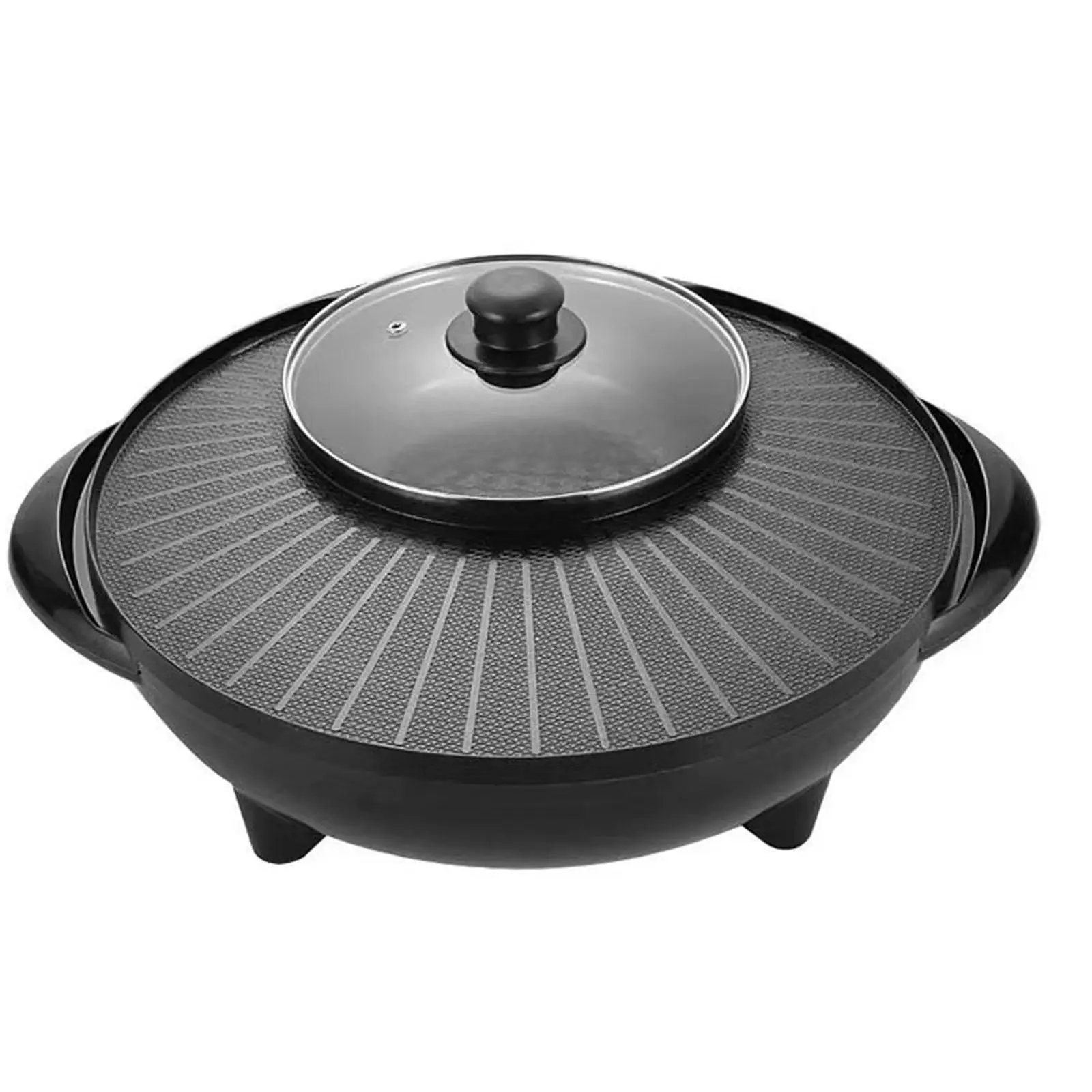 Electric Grill with Hot Pot for Shabu Shabu Noodles Barbecue Griddle Portable 2 in 1 Indoor Teppanyaki Grill for Camping Family