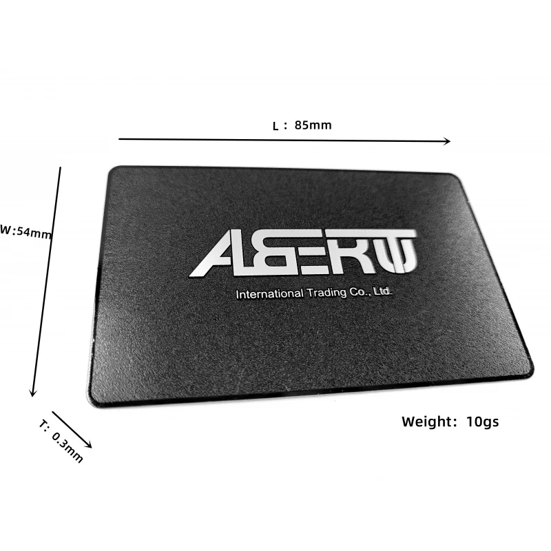 custom.Metal Business Card Matt Black High-end Silk Screen Silver Text