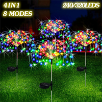4 Pack Solar Firework Lights Outdoor Garden Solar Light 240/320leds 8 Lighting Mode Starburst Fairy Light Holiday Decor Lights