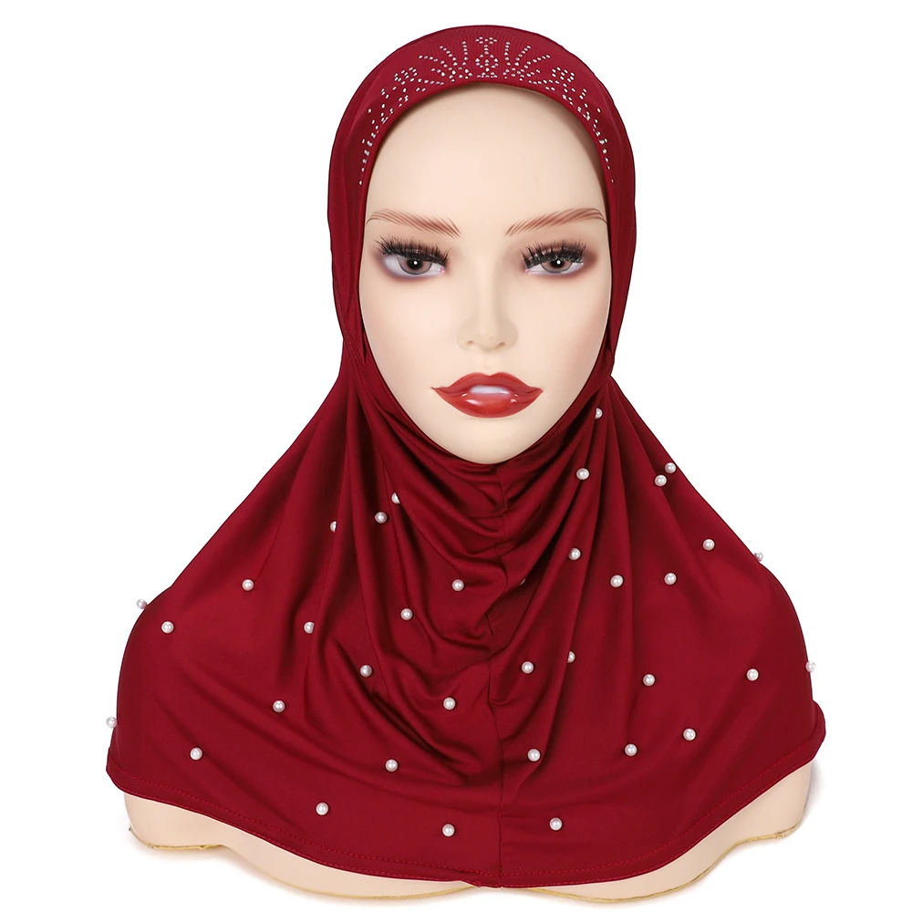 Nuevo Gorro Hijab con diamantes de imitación, cuentas elásticas, bufanda instantánea, diadema islámica, Jersey musulmán, cubierta Hijab, turbante