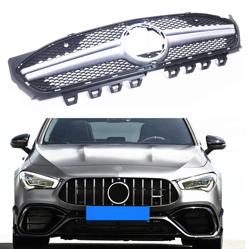 

Front Grille Grill For Mercedes Benz W118 CLA Class 2019-2022 CLA200 CLA250 CLA45 AMG Style Silver/Black Upper Bumper Hood Mesh