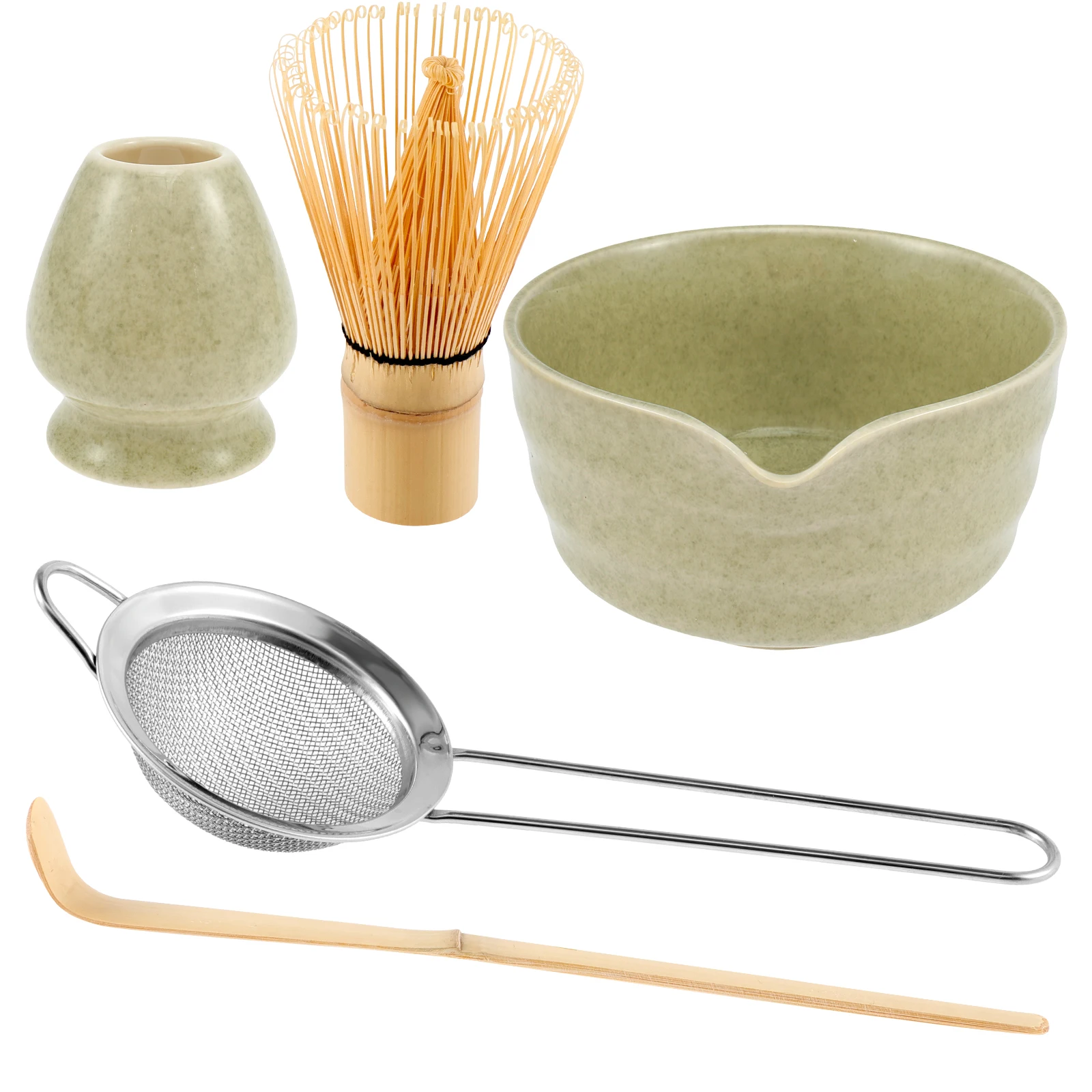 Juego de 5 uds de Matcha, juego de té Matcha japonés tradicional, juego de batidores, soporte de batidor de cerámica y Kit de cuencos para hacer cafetería, bebida Matcha Latte