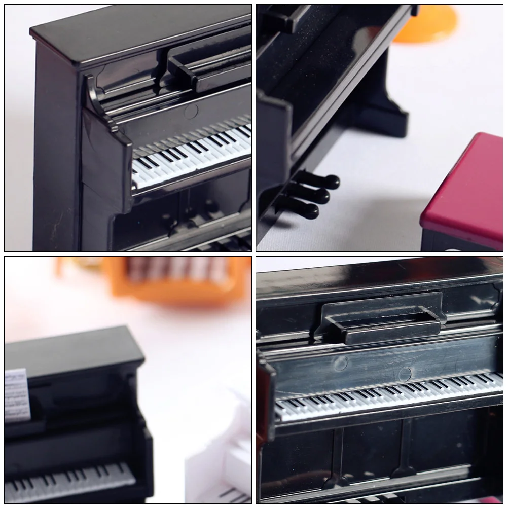 Mini Piano Props Instruments Music Dollhouse Dolls Furniture Home Decor Stool Baby