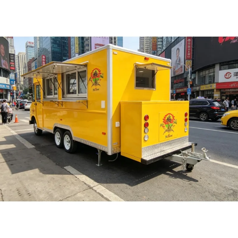 Full Kitchen Mobile Food Trailer for Snack Food Doughnut Hot Dog Pizza Ice Cream Truck with 110V for Restaurants Traders