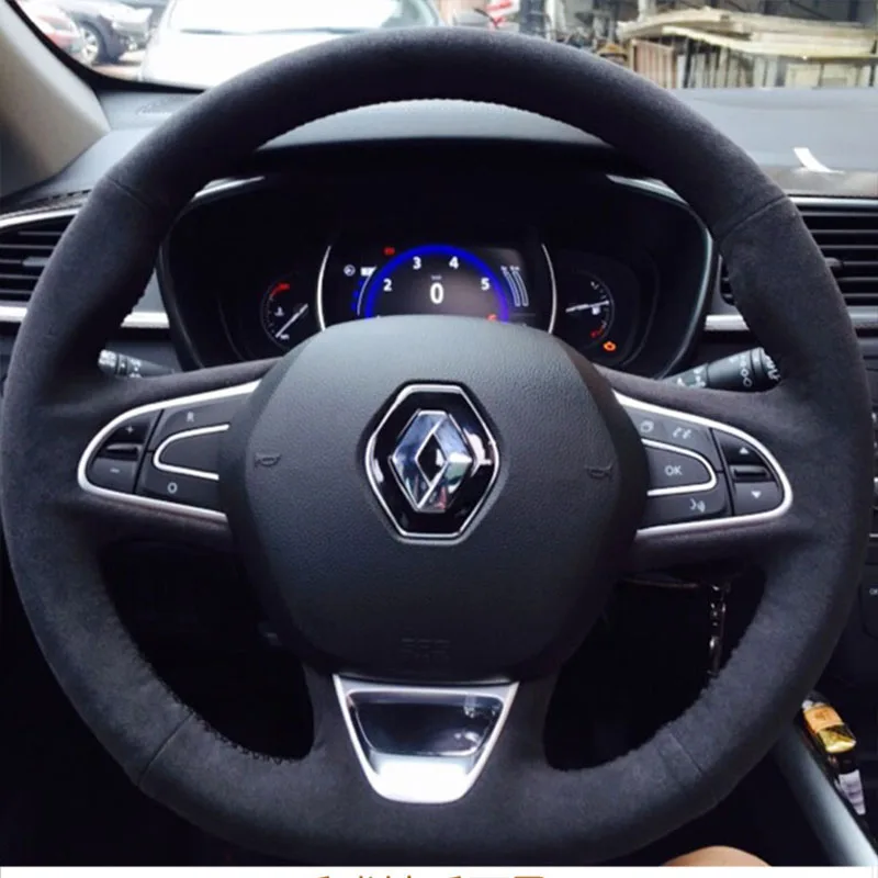 Hand stitch Anti-Slip High quality Suede car Steering Wheel Cover For Renault Kadjar Koleos Megane Talisman Scenic 2016 2017