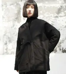 Japanese Kimono Coat Women Winter Jacket Black Gothic Cotton Vintage Thick