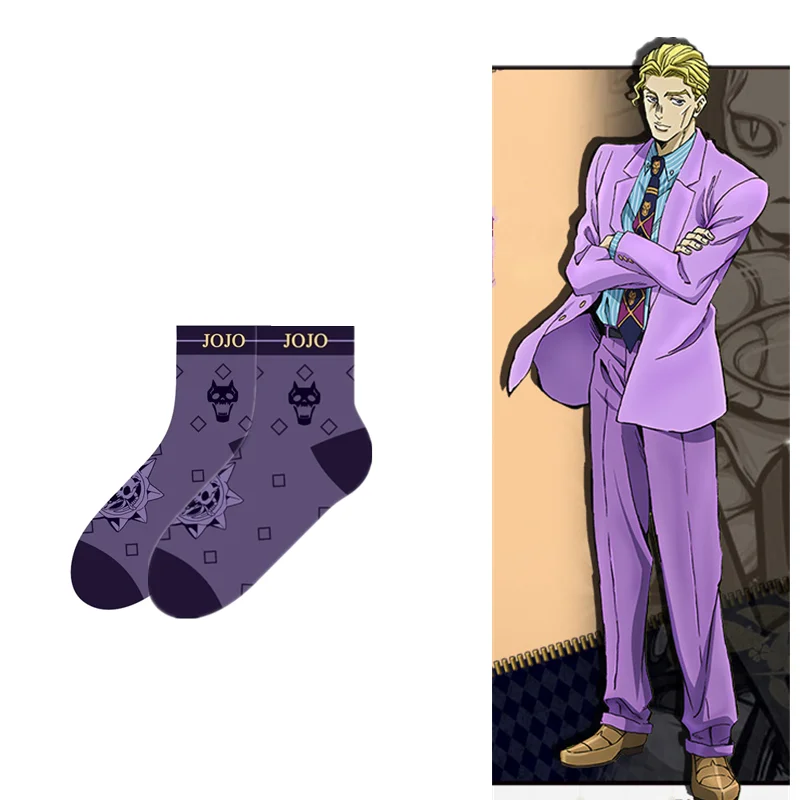 Calcetines de Anime de JoJo's Bizarre Adventure, calcetines transpirables con bordado de dibujos animados de Bruno Bucciarati, Shelly, Yoshikage