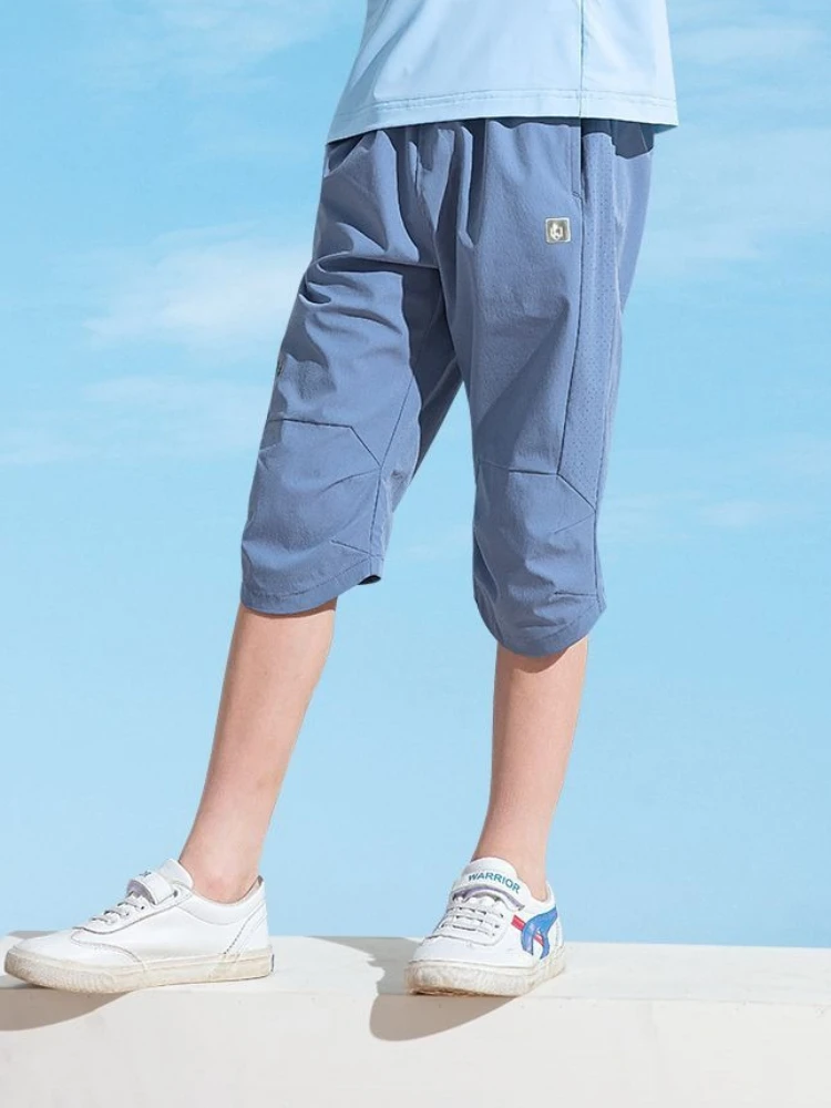 

New Boys Quick Dry Capri Pants Summer Lightweight Breathable Kids Cropped Trousers Casual Sports Shorts
