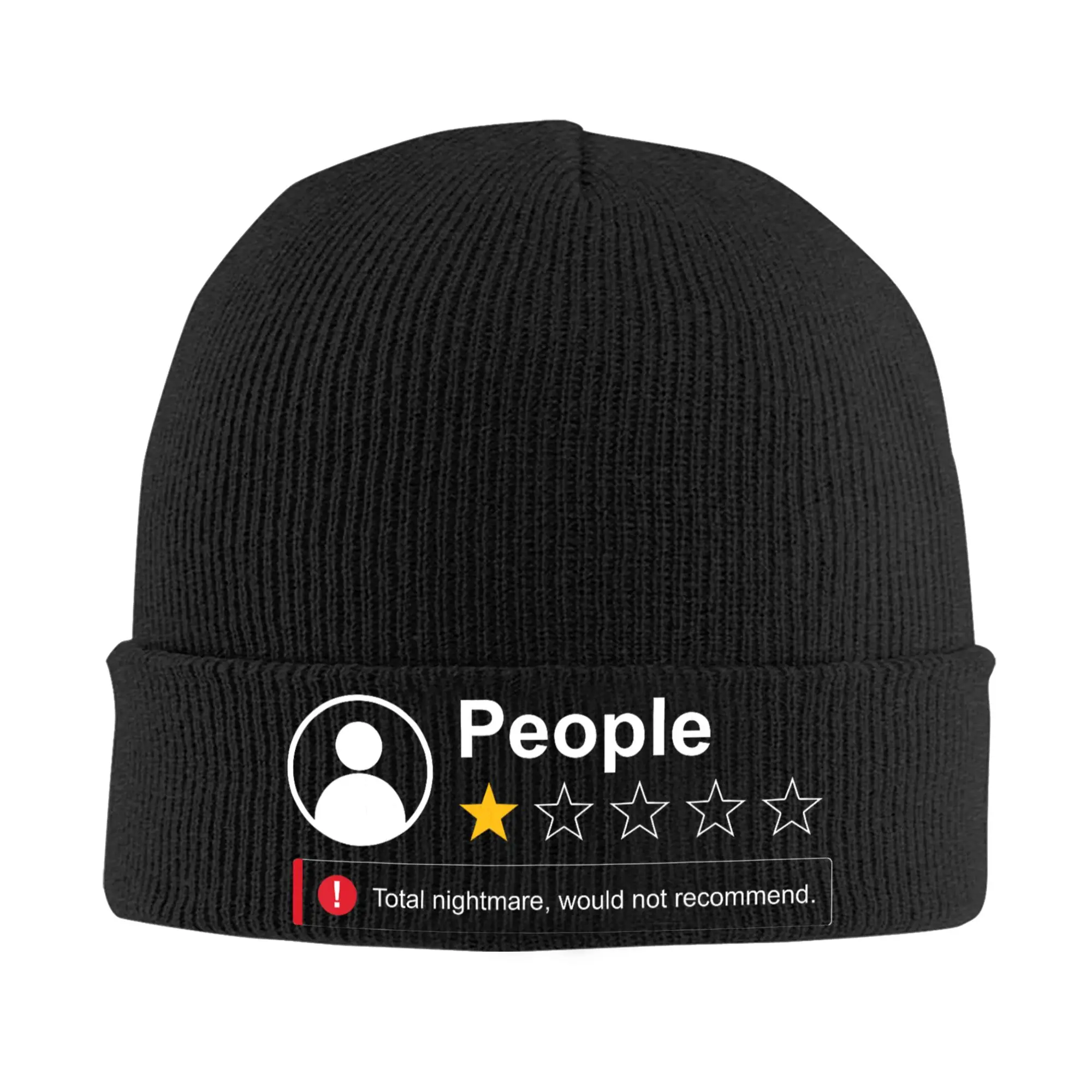 Funny People One Star Rating Knitted Hat Autumn Winter Beanie Street Absolute Nightmare Cap Unisex Acrylic Hip Hop Bonnet