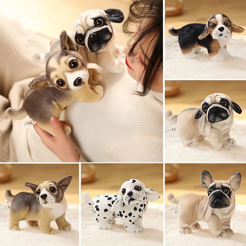 INS Like-Muñeca de peluche de Bulldog de simulación, juguete de animales para mascotas, decoración de dormitorio de colores puros, regalos de Navidad para niños