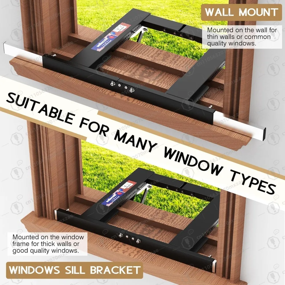 دعامة تيار متردد للنافذة بدون مثقاب لمدة 3 دقائق، دعم عالي التحمل بوزن 220 رطل مع تعديل واسع للغاية للتركيب السريع