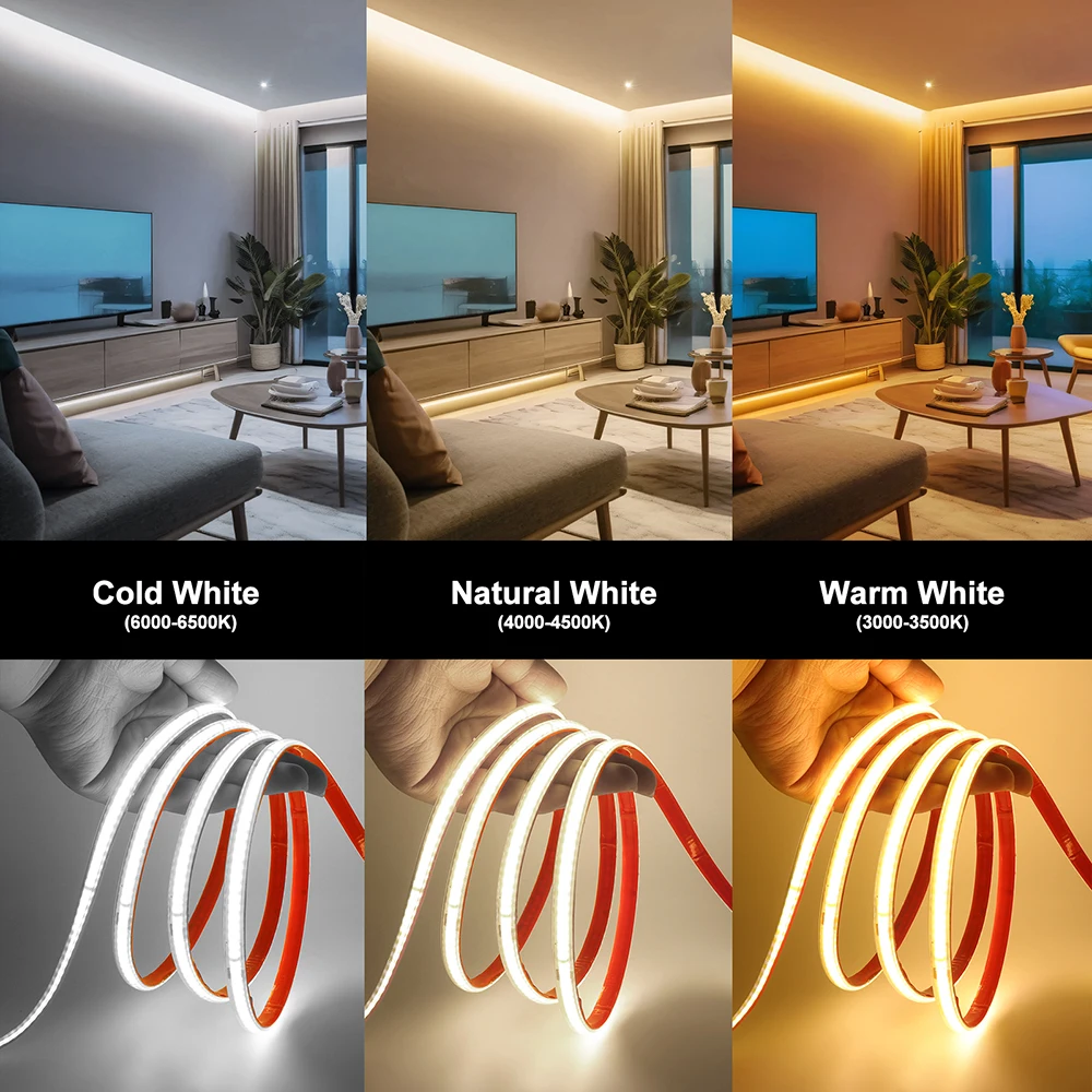 220V COB LED Strip Light with Switch EU Power Plug 2Pin Wire 240LEDs Waterproof Bright Flexible Adhesive Tape LED Lighting Decor