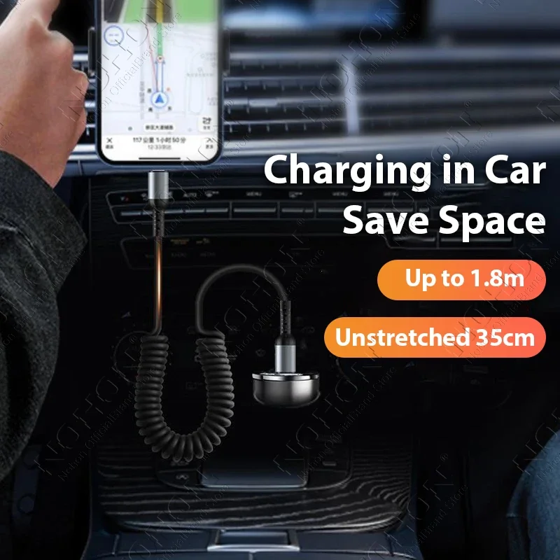 Coil 100W Ultra Fast Charging USB Type C Cable Spring 66W 5A Quick Charger USB C To Type C Wire for Samsung S23 Xiaomi