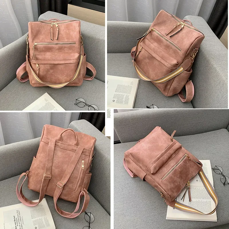 2024 New Designer Women Backpack Large Capacity Bag Multifunction Shoulder Bag Women Leather Travel Backpack Fashion School Bags