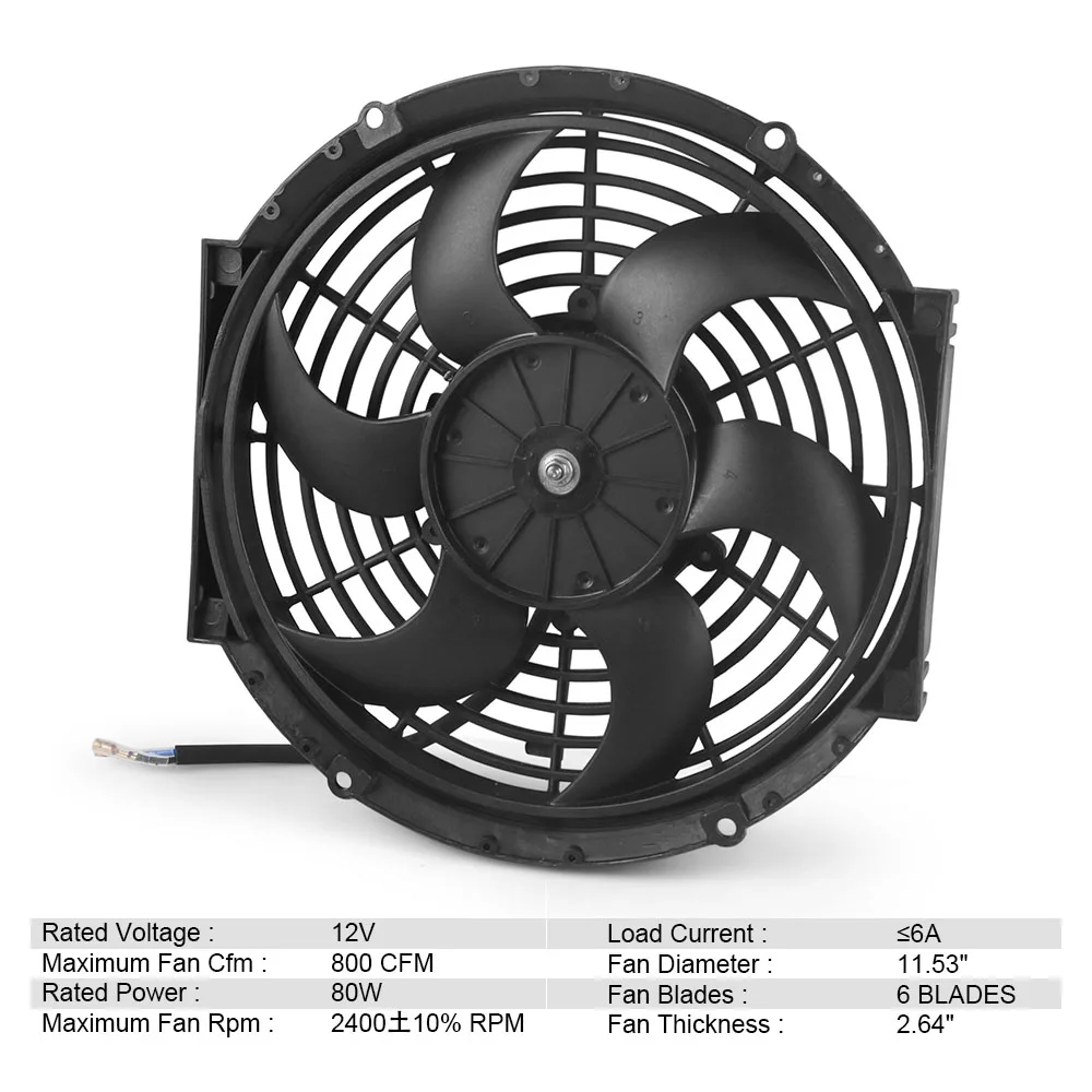 Universal 12V 80W 2100RPM Car Air Conditioning Electronic Radiator Cooling Fan 7/9/10/12 Inch Blade Electric Cool Mounting Kit