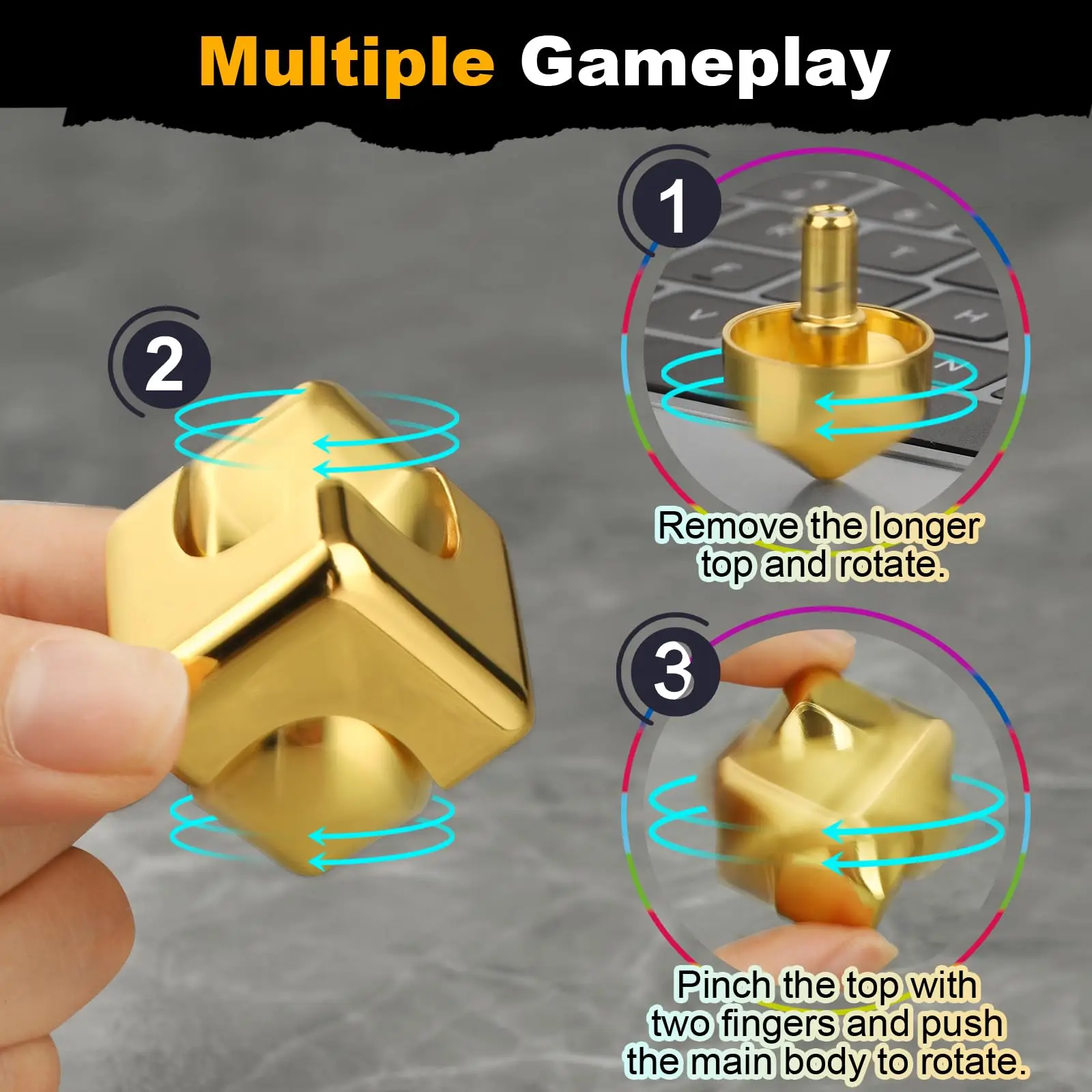 Metal Cube Rotating Fingertip Gyroscope Fidget Anti Stress Toys Adult Office Home Travel Portable Spinner Toys Christmas Gifts