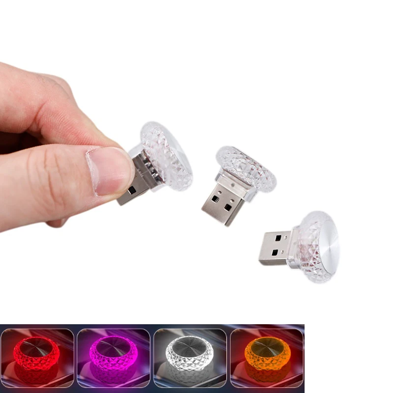 Portable Car USB Ambient Light Mini LED Decorative Atmosphere Lamps For Auto Interior Environment Light Computer Light Plug Play