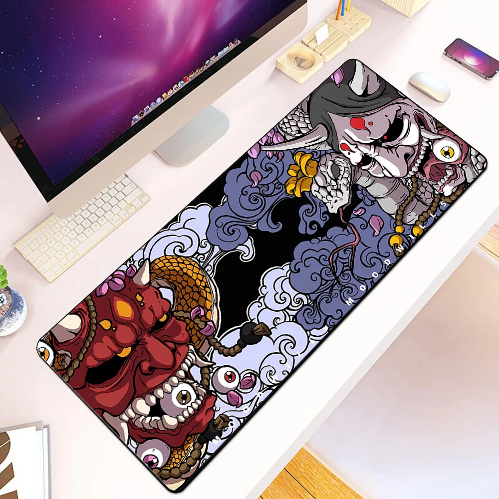 Japanese samurai devil Mousepad HD Printing Computer Gamers Locking Edge Non-slip Mouse Pad XXL90x40cm Keyboard PC Desk Pad