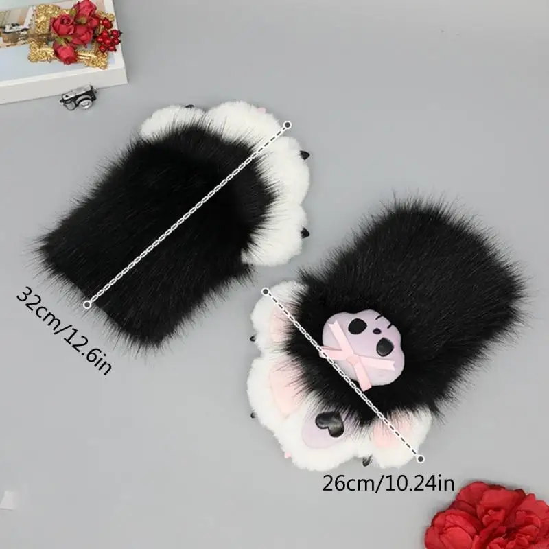 Q39C Cosplay Animal Paws Handschuhe Plüschklauenhandschuhe für Girl Boy Adult Cosplay Party,