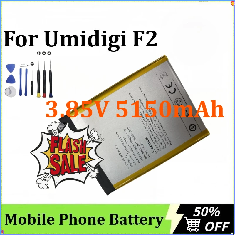 

For Umidigi F2 Newly Upgraded Rechargeable F2 Mobile Phone Batteries + Tools 3.85V 5150mAh High-Capacity Replacement Battery