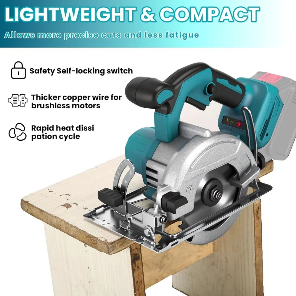 Obrázek 5: Bezuhlíkový 5inch 125mm mini elektrický oběžník pila akumulátorové 0-45° adjustbale dřevoobráběcí energie sad nářadí pro makita 18v baterie
