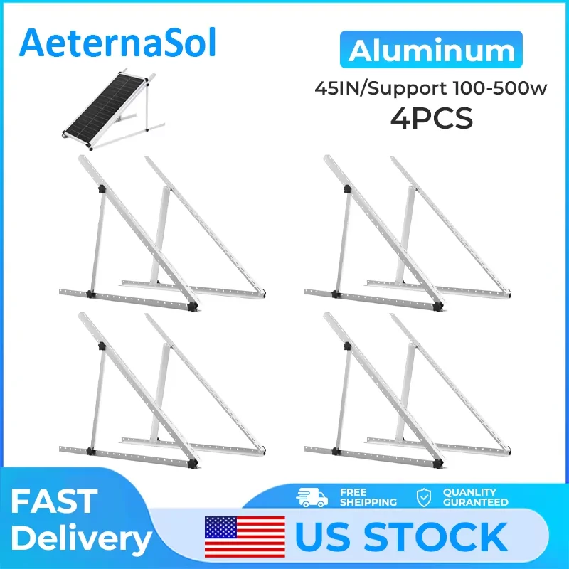 AeternaSol 4Pcs 45 Inch Adjustable Solar Panel Tilt Mount Bracket, Support 100W-500W PV Panel, Mounting Stand for Flat Surface, RV, Camper Off-Grid Solar System