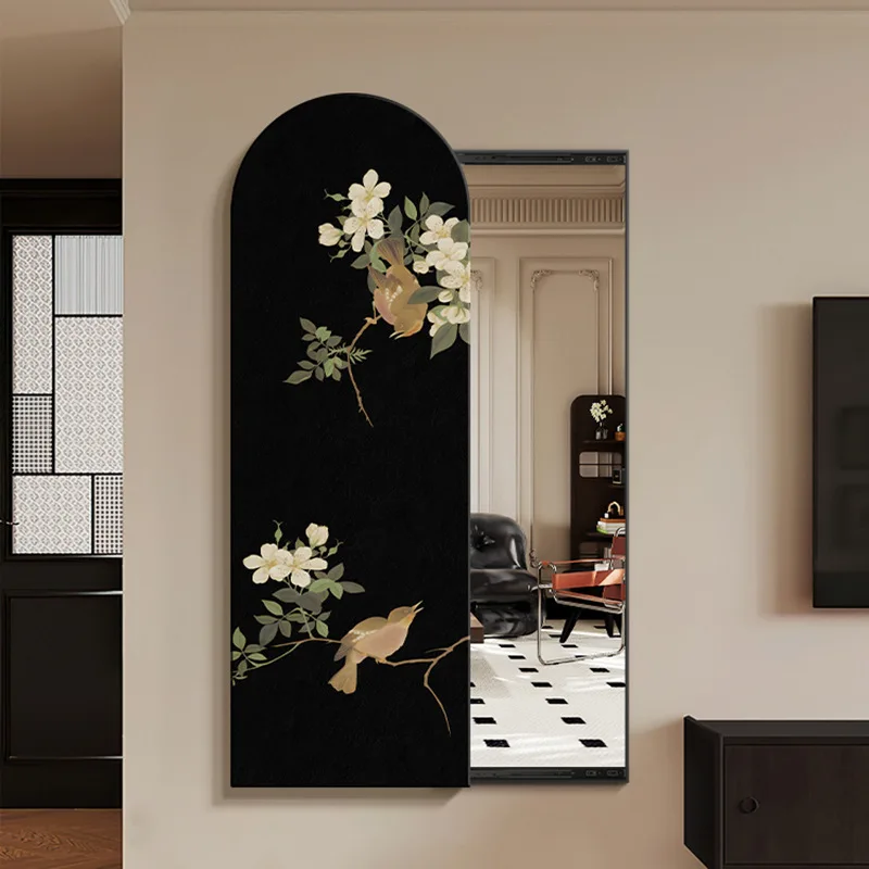 Medieval style full-length  decorative painting push-pull invisible full-body  mural new Chinese style advanced sens