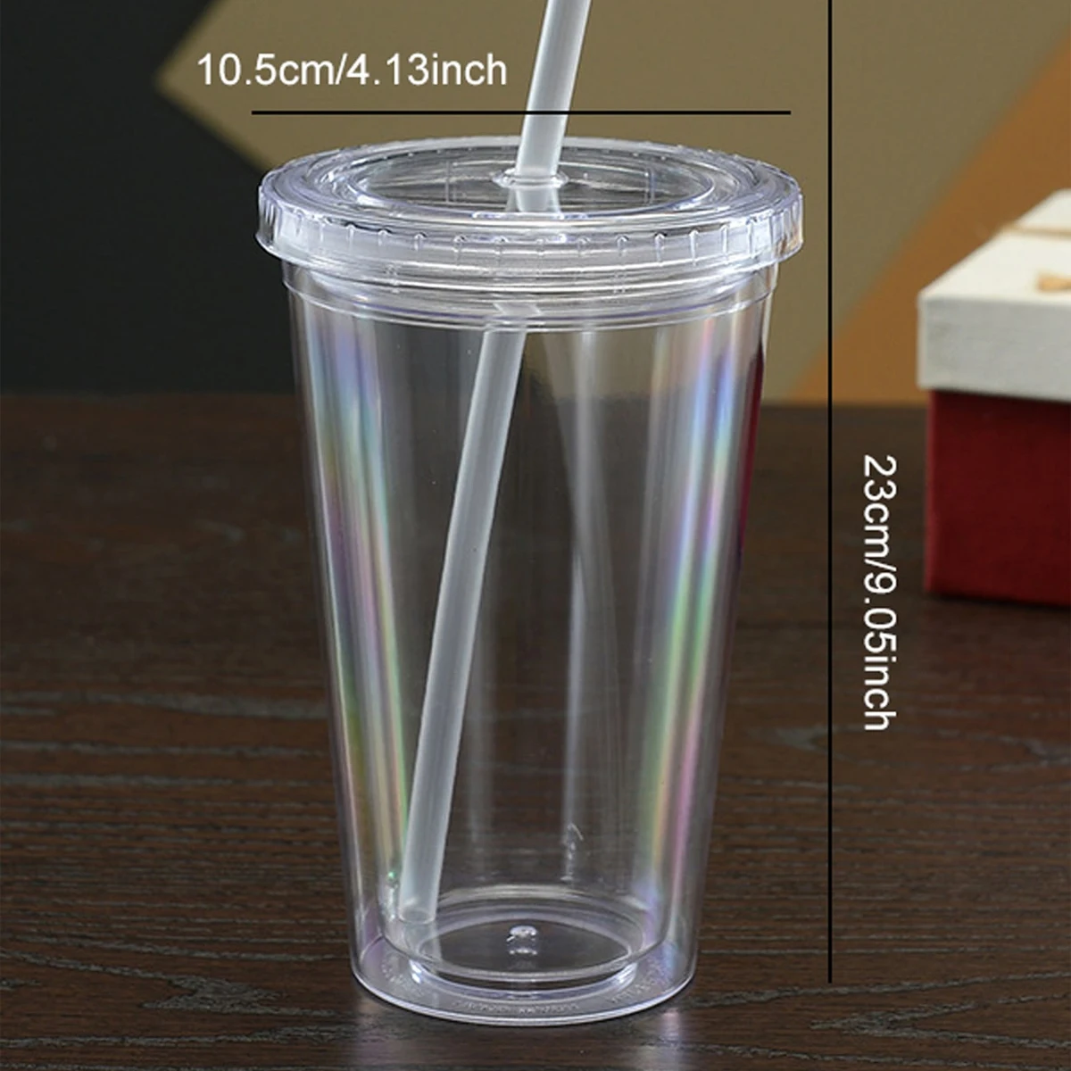 450ml Reusable Double-layer Plastic Transparent Drinking Cup Water Bottle With Lid Straw Cup Outdoor Drink Tea Milk Mug Tools