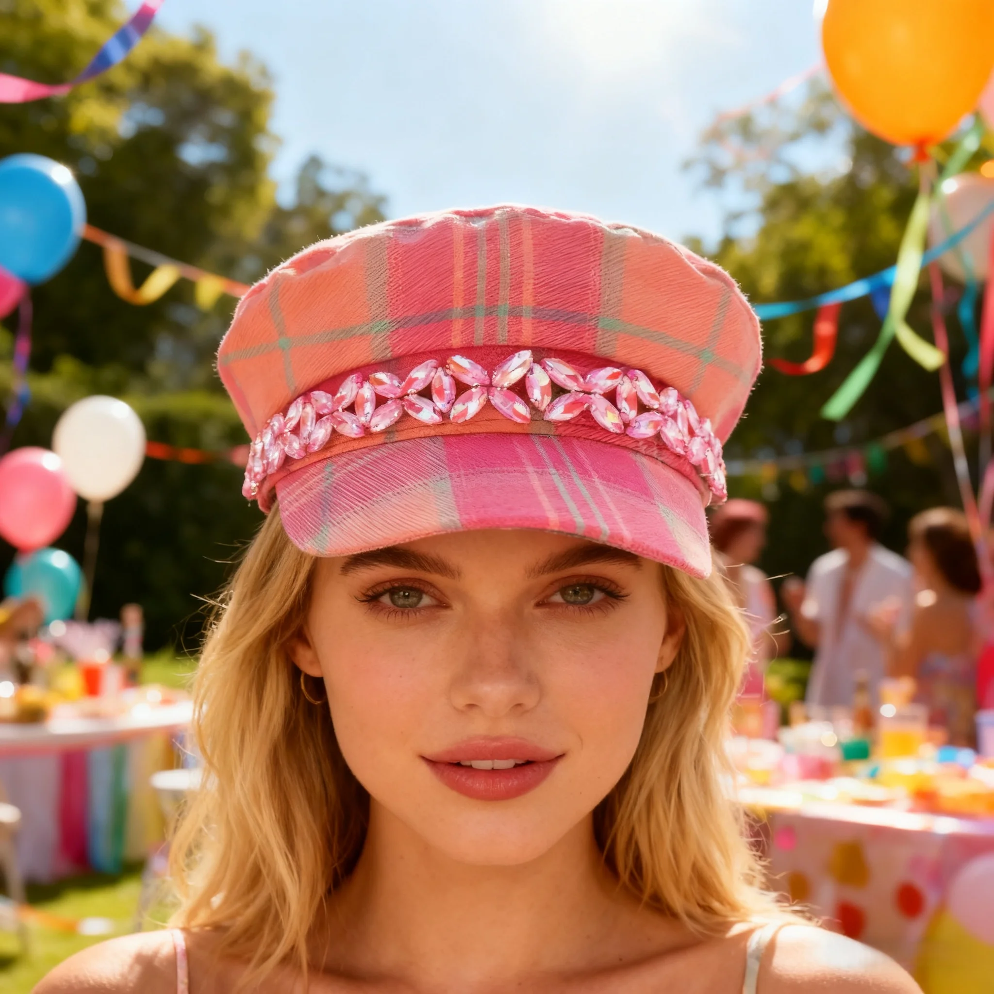 HongLuan Berretto con motivo a quadretti dolce e berretto da strillone da donna, accessori femminili cosplay